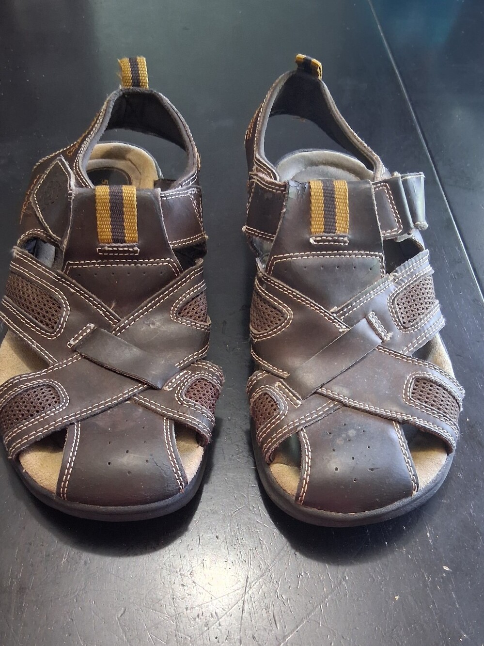 Skechers Y2K Fisherman Dark Brown Leather Strappy Sandals Size 10